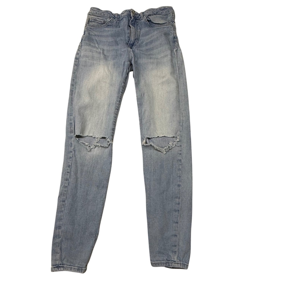 Forever 21 Los Angeles Light Wash Distressed Knee High Rise Skinny Jeans 27